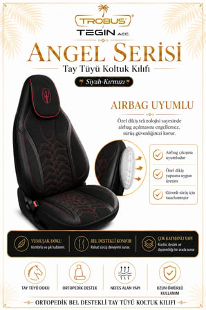 Nissan Juke 2010 ve Sonrası Uyumlu Angel Serisi Tay Tüyü Koltuk Kılıfı Siyah Kırmızı