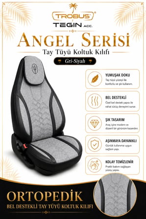 Kia Stonic 2017 ve Sonrası Uyumlu Angel Serisi Tay Tüyü Koltuk Kılıfı Gri Siyah