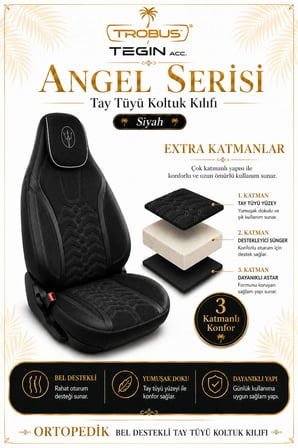 Kia Stonic 2017 ve Sonrası Uyumlu Angel Serisi Tay Tüyü Koltuk Kılıfı Siyah