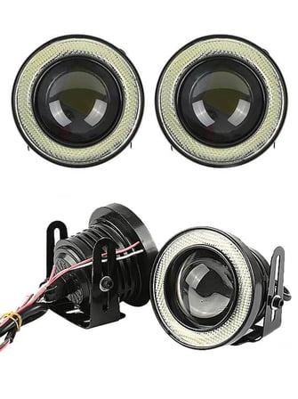 Üniversal Mercekli Angel Sis Farı Metal Su Geçirmez 76 mm Sarı Halkalı Angel Eyes