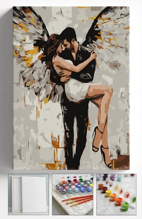 Sayılarla Boyama Seti Numaralı Tuval Fırça Boya Askı Aparatı Dahil Set 40x50 Cm - ANGEL SEVGİLİLER