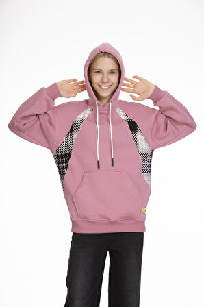 Kız Çocuk 3 İplik - Kalın - Kapüşonlu Hoodie 9-14 Yaş Lx168
