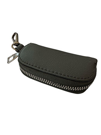 Mini Çantalı Deri Cüzdan Oto Anahtarlık Siyah