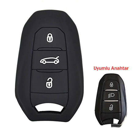 Citroen C4 Picasso DS3 DS4 DS5 DS6 Uyumlu Silikon Oto Anahtar Kumanda Kabı Kılıf Siyah