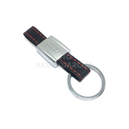 Audi Derili Ortası Metal Oto Anahtarlık Siyah Krom