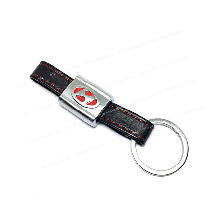 Hyundai Derili Ortası Metal Oto Anahtarlık Kırmızı Gri