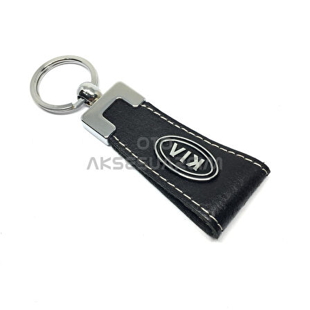 Kia Metal Oto Anahtarlık Uzun Siyah Derili KIA2