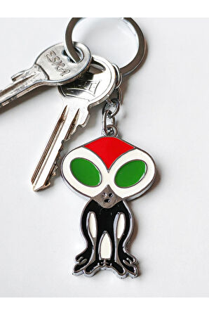 Uzaylı Figürlü Metal Anahtarlık