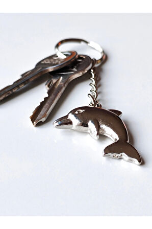 Gümüş Renkli Yunus Balığı Metal Anahtarlık