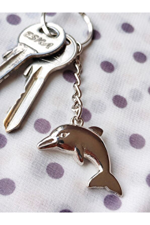 Gümüş Renkli Yunus Balığı Metal Anahtarlık