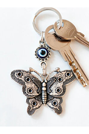Nazar boncuklu Kelebek Figürlü Metal Anahtarlık