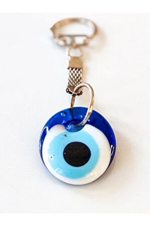 Nazar Boncuklu Mavi Cam Anahtarlık