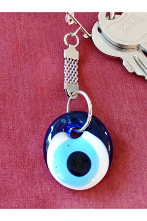 Nazar Boncuklu Mavi Cam Anahtarlık