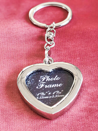 Altın Sarısı Kalp Şekilli Metal Fotoğraf Çerçeveli Anahtarlık