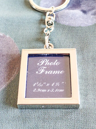 Altın Sarısı Dikdörtgen Metal Fotoğraf Çerçeveli Anahtarlık