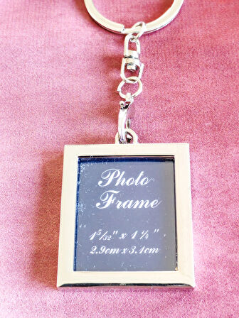 Altın Sarısı Dikdörtgen Metal Fotoğraf Çerçeveli Anahtarlık