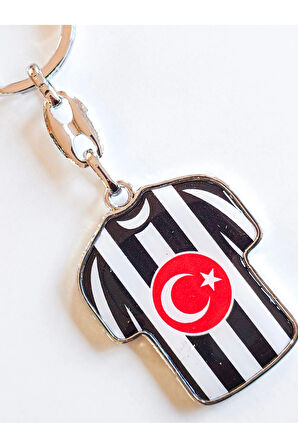 Siyah Beyaz Takım Formalı Metal Anahtarlık