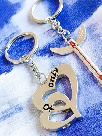 Kalp ve Kılıç İkiz Metal Anahtarlık