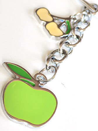Sarı ve Yeşil Elmalarla Metal Anahtarlık