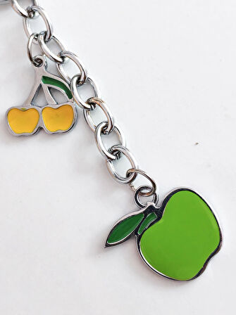 Sarı ve Yeşil Elmalarla Metal Anahtarlık