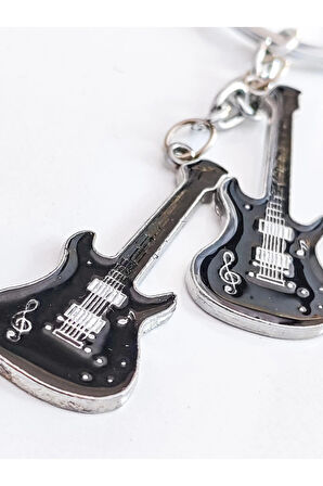 Siyah İki Gitarlı Metal Anahtarlık