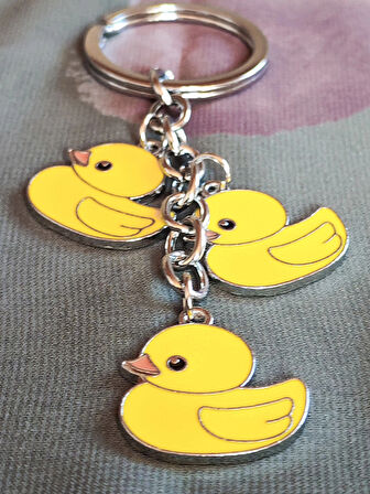 3 Sarı Ördekli Metal Anahtarlık