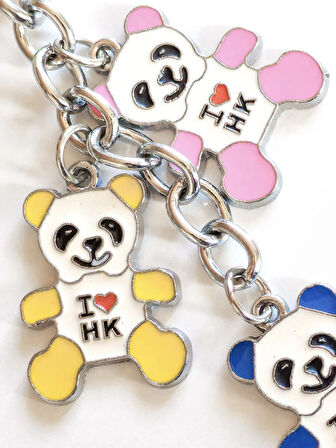 Pembe Sarı ve Mavi Renkli 3 Ayıcıklı Metal anahtarlık