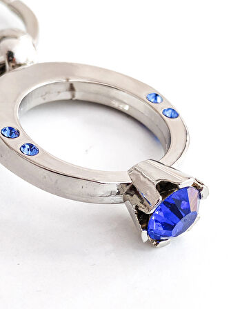 Mavi Tek Taşlı Yüzük Şeklinde Metal Anahtarlık