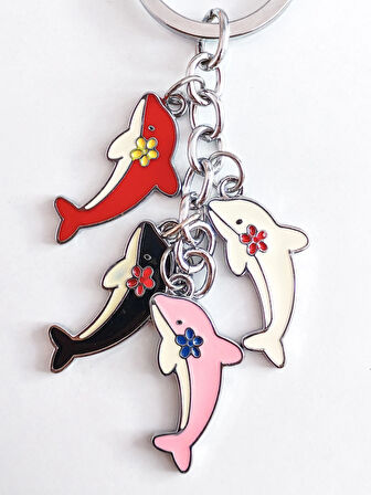4 Farklı Renkte Yunus Balığından Metal Anahtarlık