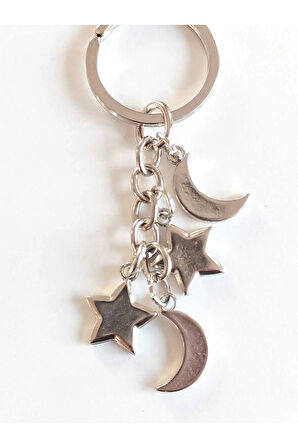 Ay ve Yıldızlardan Oluşan Metal Anahtarlık