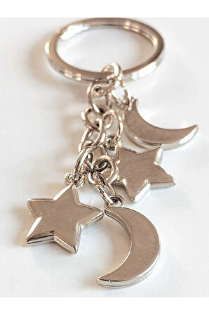 Ay ve Yıldızlardan Oluşan Metal Anahtarlık