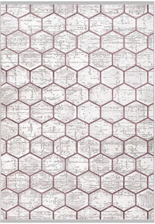 İpek Mekik Halı Anisa Gül Kurusu Vizon Geometrik Halı