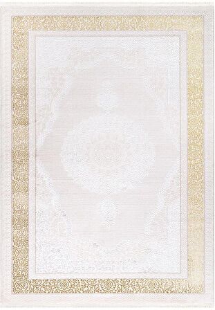 İpek Mekik Halı Anisa Gold Vizon Klasik Çerçeveli Halı