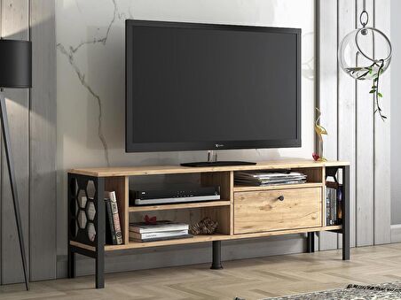 Wood'n Love Hera 140 Cm Tv Ünitesi - Atlantik Çam / Siyah