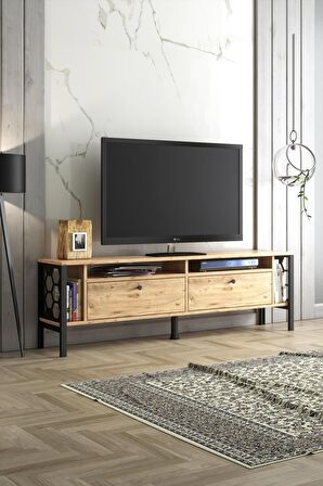 Wood'n Love Luna 160 Cm Tv Ünitesi - Atlantik Çam / Siyah