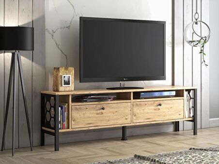 Wood'n Love Luna 160 Cm Tv Ünitesi - Atlantik Çam / Siyah