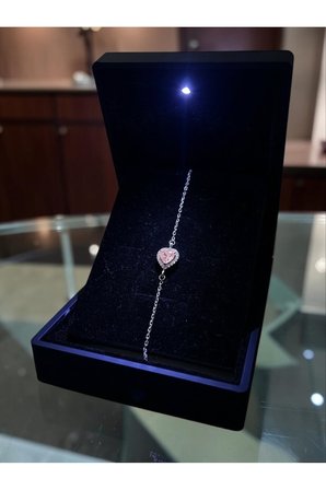 ANKA MÜCEVHERAT IŞIKLI KUTUDA 925 AYAR GÜMÜŞ KALP KADIN BİLEKLİK (pudra)