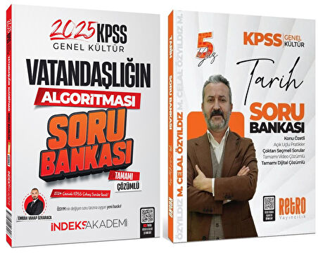 Retro + İndeks 2025 KPSS Tarih 5Yüz + Vatandaşlık Soru Bankası 2 li Set - Mehmet Celal Özyıldız Retro + İndeks