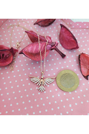 Modahilye 925 Ayar Orjinal Gümüş Anka kuşu Rozegold Renk Kolye