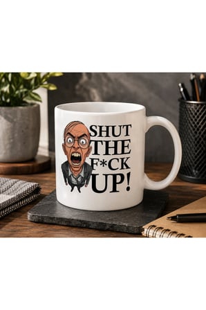 Anksiyete Kupa Serisi | "Shut The F*ck Up!2" Tasarımlı | Çift Taraflı Baskılı Seramik Kupa | 300 ml Premium Kahve Kupası