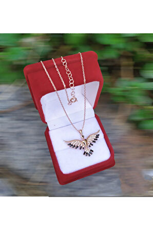 Modahilye 925 Ayar Gümüş Anka kuşu Rozegold Renk Kolye