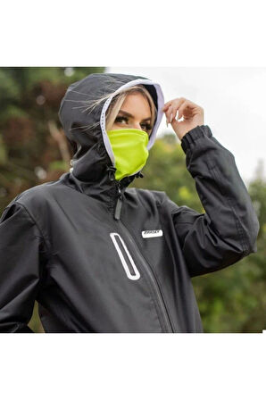 Motosiklet Korumalı Yağmurluk Yırtılmaz Poliamid Membran Kumaş Stopwater Corta Vento Yağmurluk Black