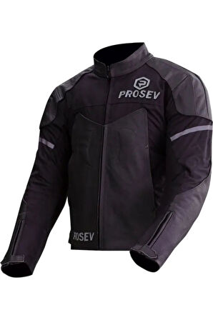 Motosiklet Montu Kısa 4 Mevsim Full Korumalı Deri ve Maxdura 600D Kumaş Black King Motor Mont