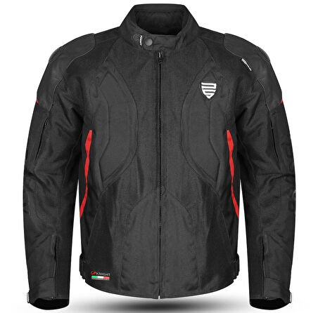 Motosiklet Montu Full Korumalı Titanyum 4 Mevsim Maxdura Hörgüçlü Model Mont Kırmızı