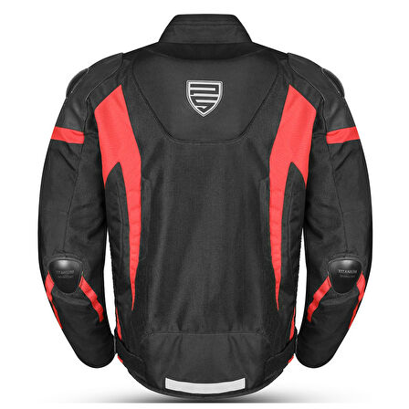 Motosiklet Montu Full Korumalı Titanyum 4 Mevsim Maxdura Hörgüçlü Model Mont Kırmızı