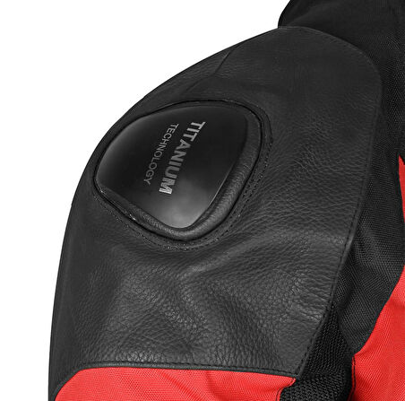 Motosiklet Montu Full Korumalı Titanyum 4 Mevsim Maxdura Hörgüçlü Model Mont Kırmızı