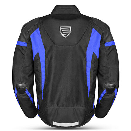 Motosiklet Montu Full Korumalı Titanyum 4 Mevsim Maxdura Hörgüçlü Model Mont Mavi