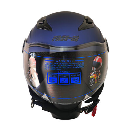 Motosiklet ve Bisiklet Yarım Camlı Çocuk Kaskı Ce Abs Material Motor Kaskı Mat Blue