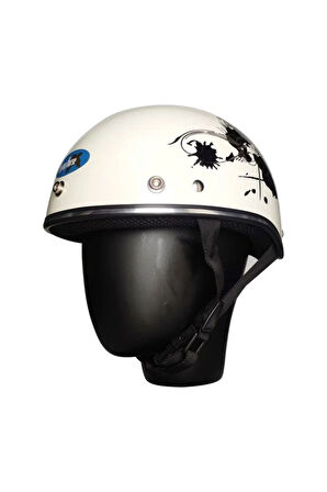 Motosiklet Kaskı Abs Materıal Yarım Chopper Model Kask Vespa Scooter Whıte