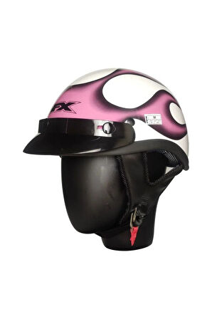 Motosiklet Kaskı Abs Materıal Yarım Chopper Model Kask Retro Model Flema Pink